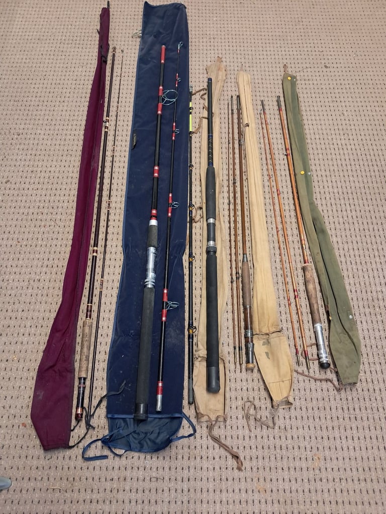 A collection of fishing rods