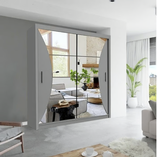 image for Brand New - California Mirror Sliding Door Wardrobe - GREY - SAME/NEXT DAY DELIVERY