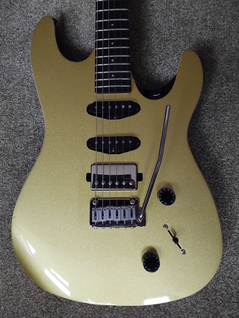 image for Chapman ML1 X electric guitar gold top HSS pickups 2 point trem jumbo frets recent service and setup