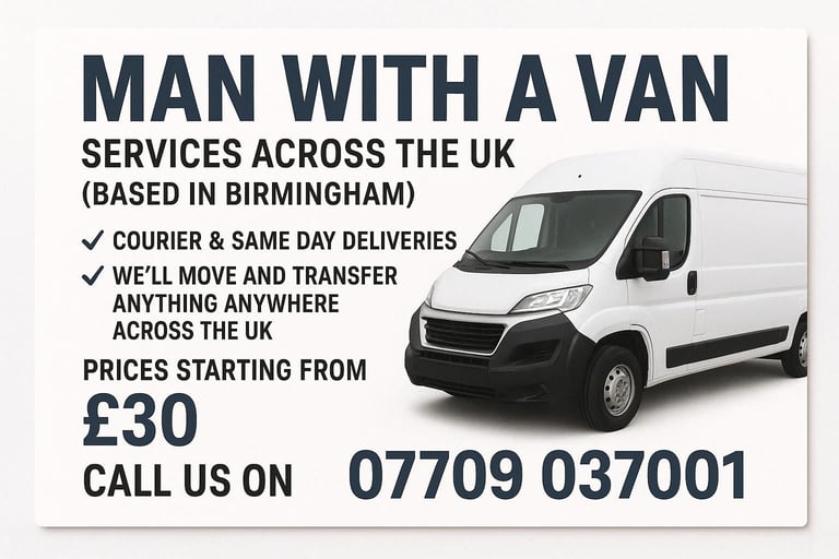 image for Man With Van Available 24 Hours - Starting from £30 Only