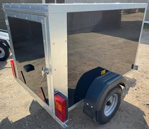 Camping Trailer in Black or White with Roof Bars and Spare Wheel -Tickners Single Axle 5' x 3' x 3'