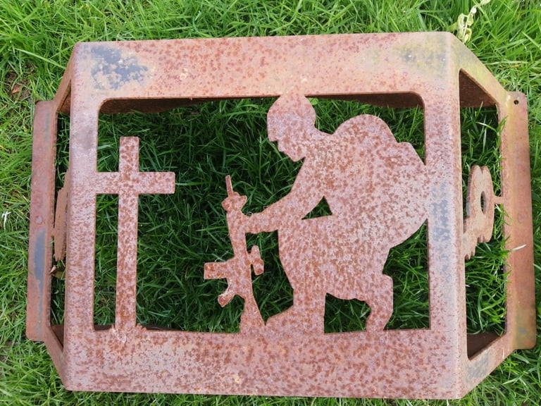 Bespoke Military Remembrance Soldier & poppies metal Fire pit  indoor log store