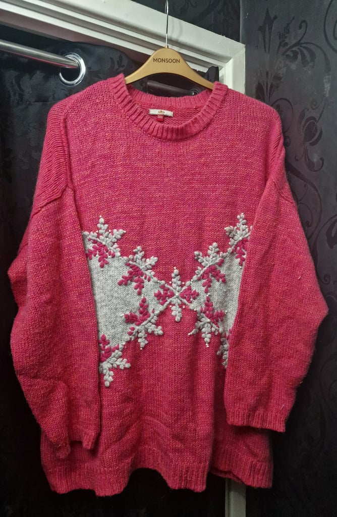image for Joe Brown's pink grey pearl Christmas jumper size 24 / 26