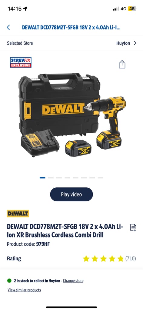 image for Brand new dewalt drill plus 2x 4amp batteries