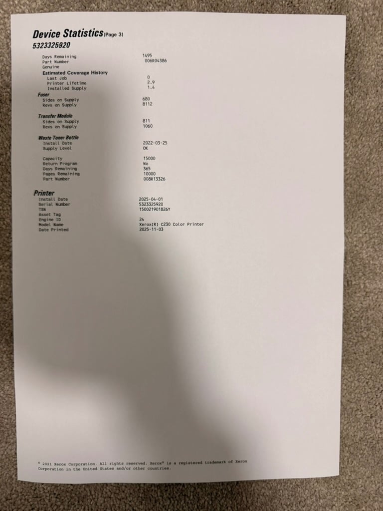 Xerox C230 Printer - Perfect working order