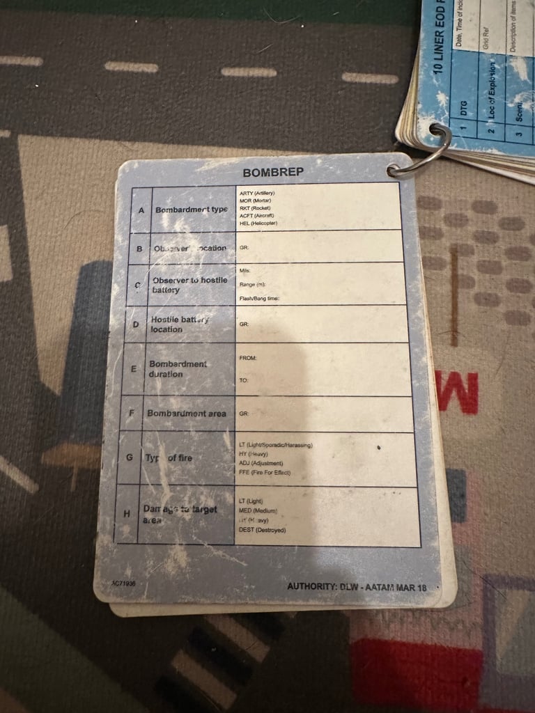 Military slates cards 