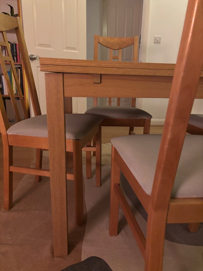 IKEA oak dining table and chairs 