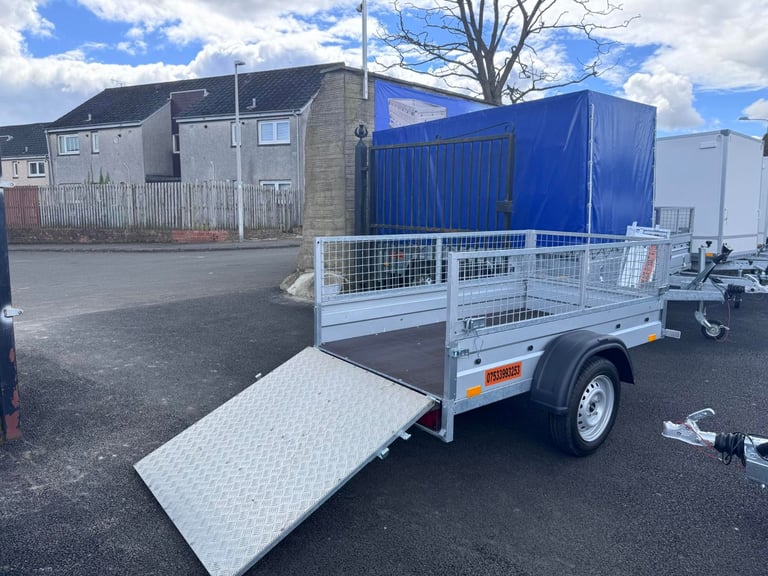 BRAND NEW 6ft x 4ft SINGLE AXLE TRAILER WITH 40CM MESH AND 100CM RAMP 750KG