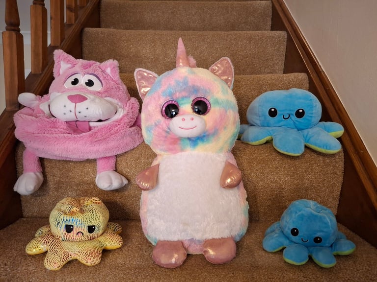 image for Unicorn, Cat and Octopus Soft Toys