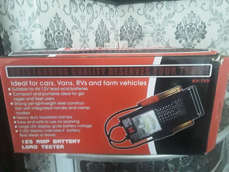 image for Vehicle battery tester 12v or 6v as led display heavy duty croc clips brand new bargain 
