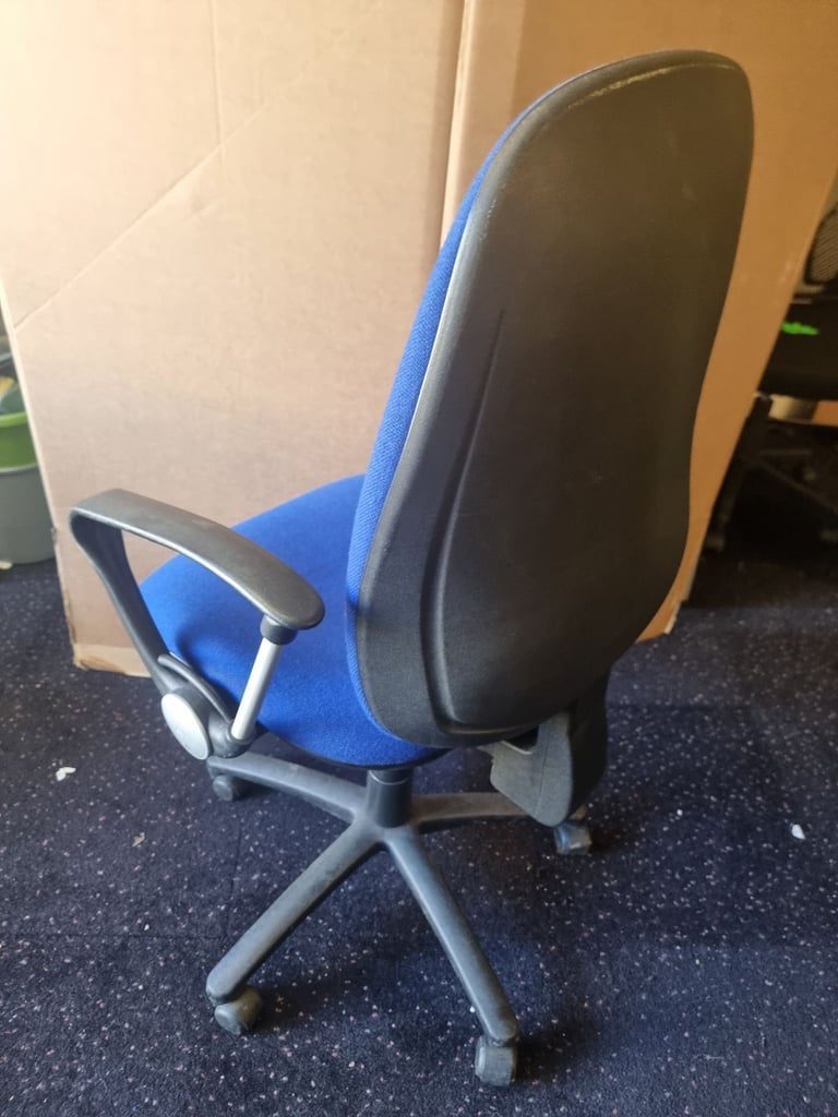 Large Blue Adjustable Office Swivel Desk Chair With Arms Good Quality 