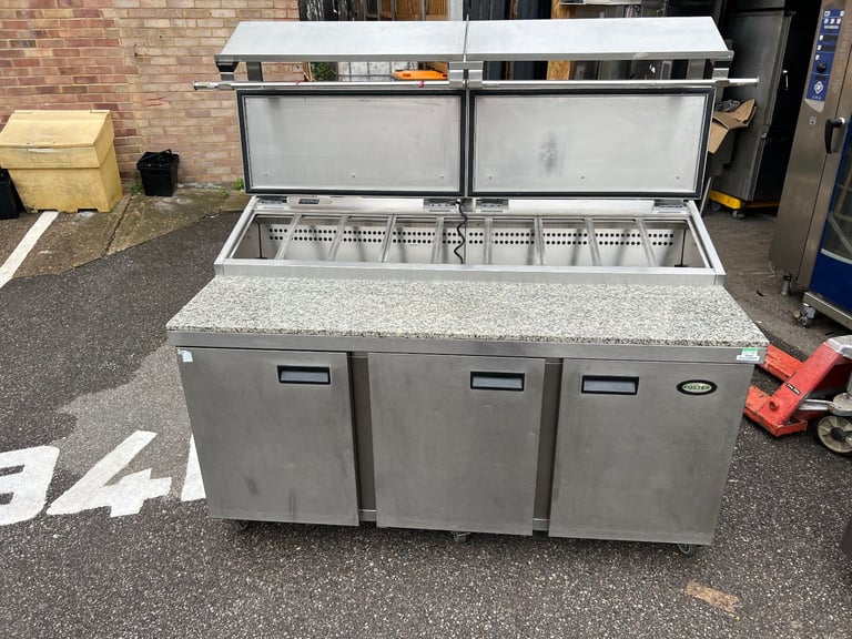 image for MARBLE TOP FOSTER 3 DOORS PIZZA SALAD TOPPING FRIDGE CATERING COMMERCIAL KITCHEN EQUIPMENT