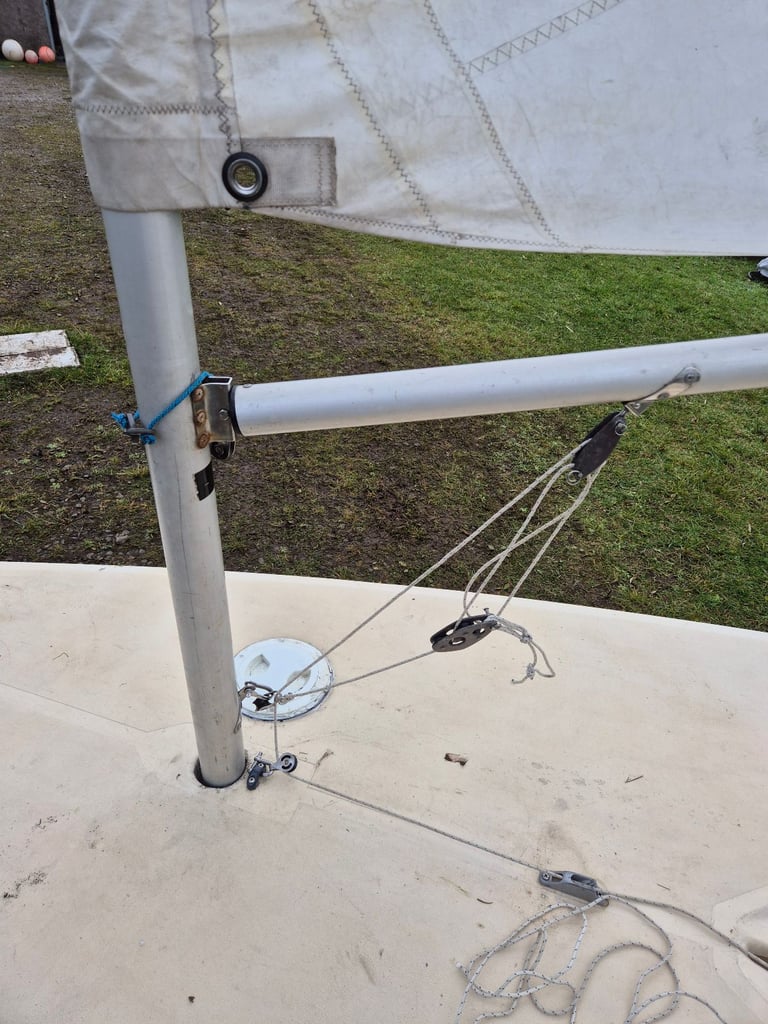 Laser sailing dinghy with launching trolley