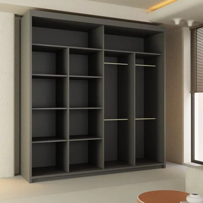 Brand New - Lisbon Mirror Sliding Door Wardrobe - Grey - SAME/NEXT DAY DELIVERY
