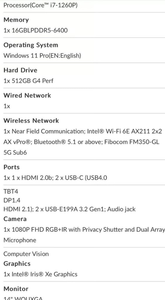 Lenovo laptop X1 Yoga Gen 7 *Touch Screen* i7-1260p 16gb mem, 512GB HD