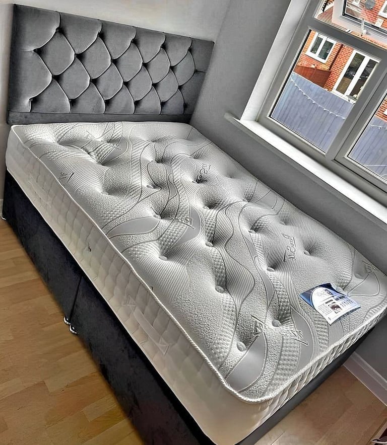 image for ✔double bed with base and headboard and memory foam mattress/ bedframe