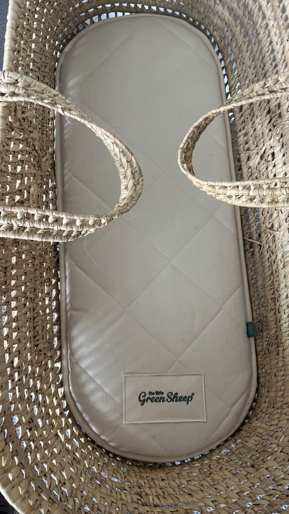 Moses Basket, Green Sheep , open to offers