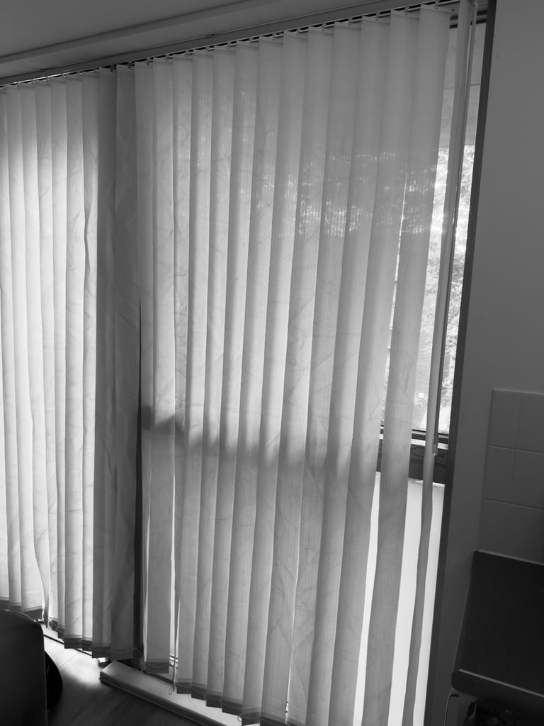 Large White Daylight Vertical Blinds 224cm width x 229cm drop cordless