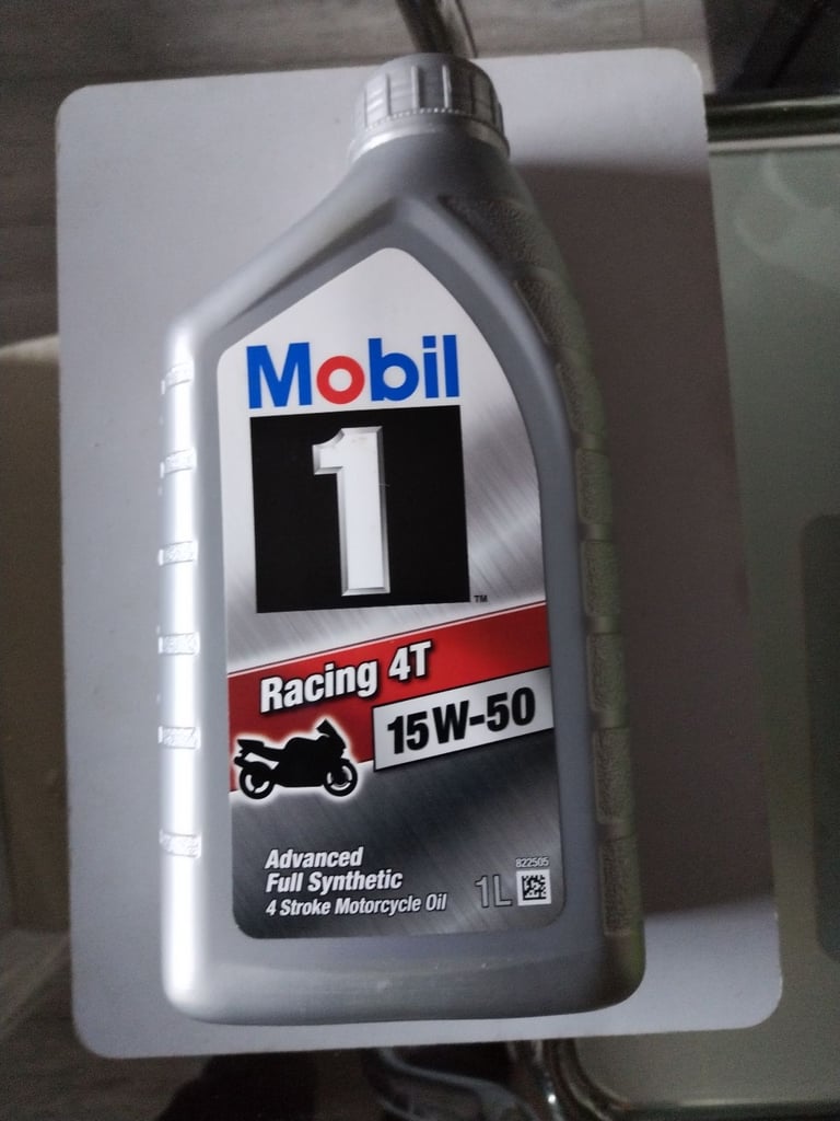 image for Motorbike oil, Mobil 1 Racing 4T, 15-50 Fully synthetic 4 Stroke Motorcycle oil, 4 Litres