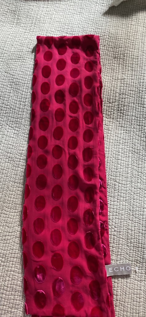 Echo raspberry red spotted scarf, new
