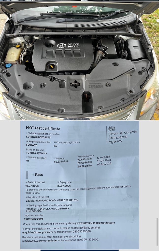 Toyota, AVENSIS, Saloon, 2010, Manual, 1798 (cc), 4 doors