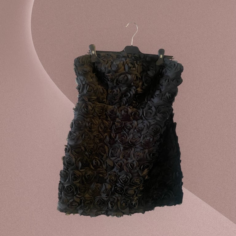 Boohoo black floral aline mini dress UK16