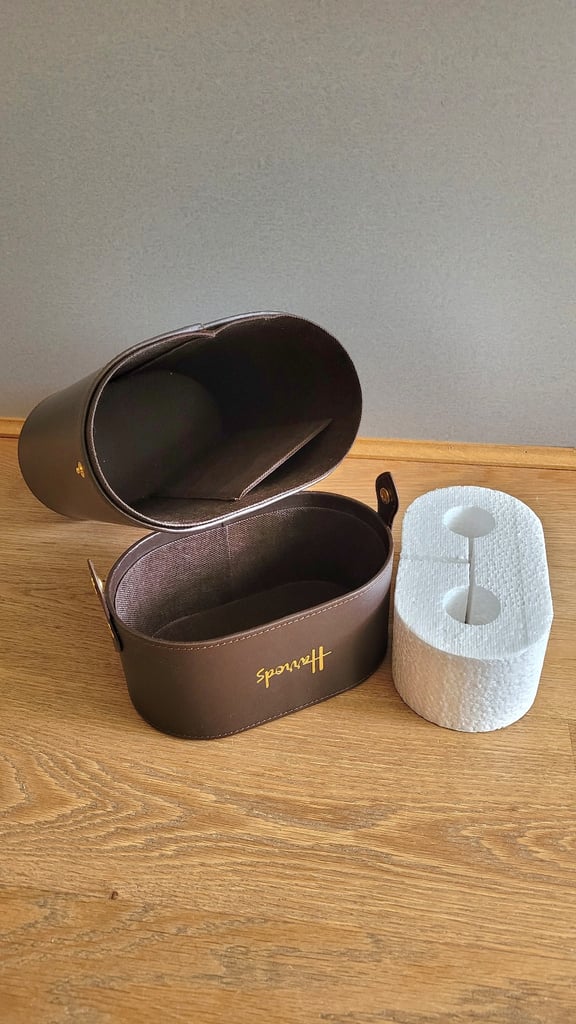 Genuine Harrods Brown Leather Finish holder for 2 bottles