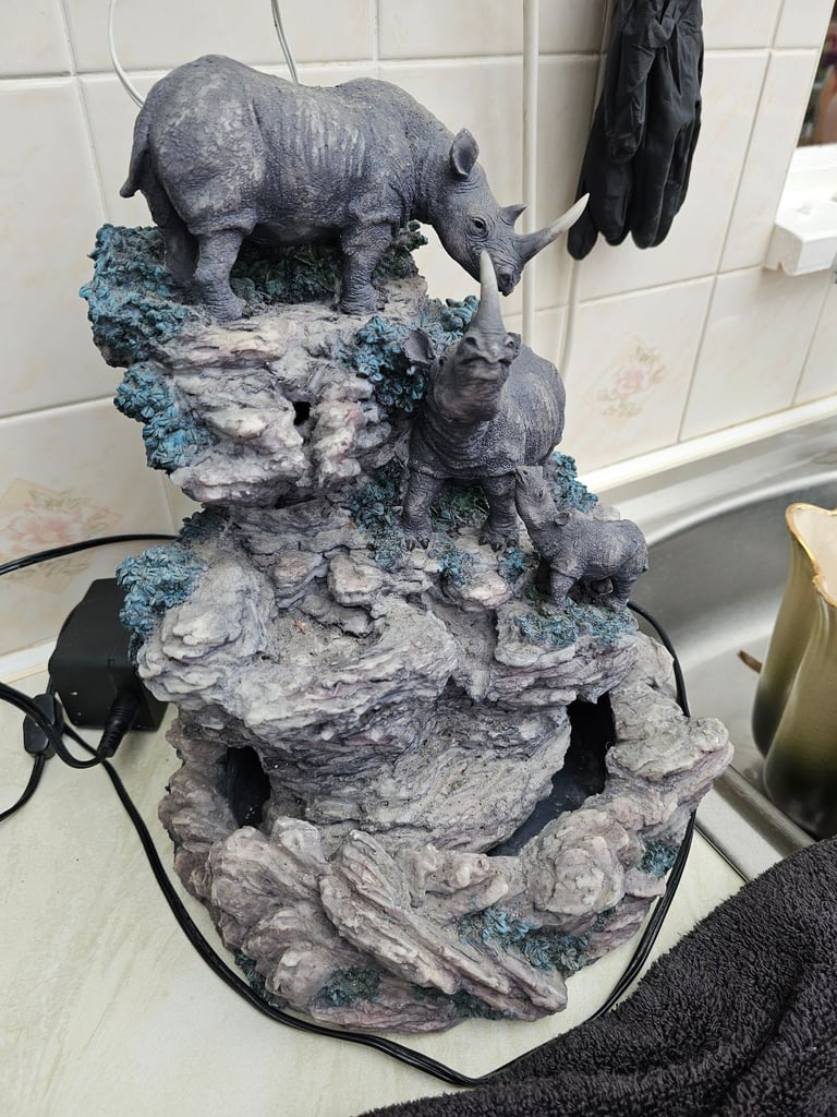 image for Rhino Water Feature Fountain Light Up Water Indoor Outdoor
