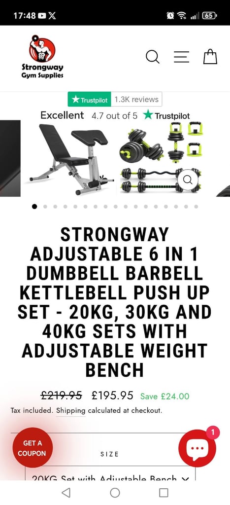 Strongway kettlebell and Wright bench