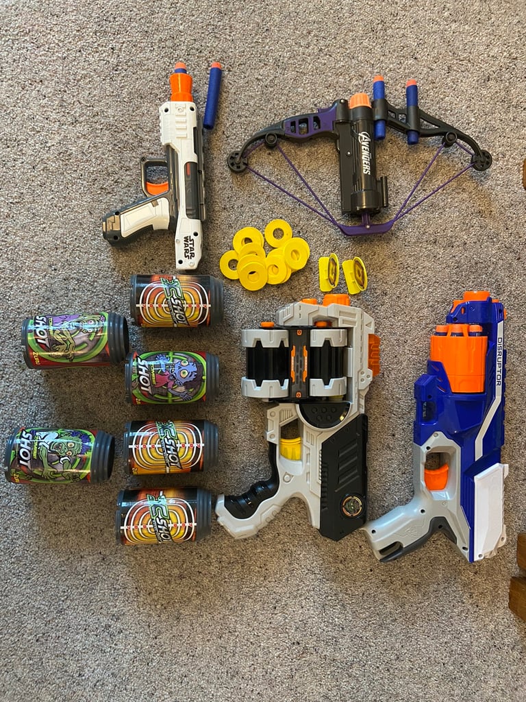 Nerf and X Shot guns and targets
