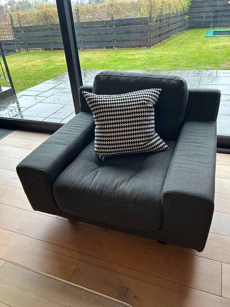 Habitat Hendricks Sofa & 2 Armchairs Charcoal 