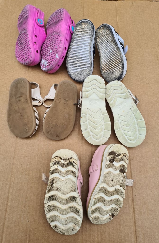 5 Pairs Of Young Girls Shoes Footware. Used. Sizes between 4 and 5.  2 or 3 years old at a guess. 