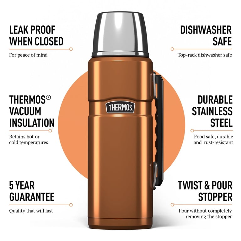 Thermos Stainless King Flask and Tumbler Camping Fishing