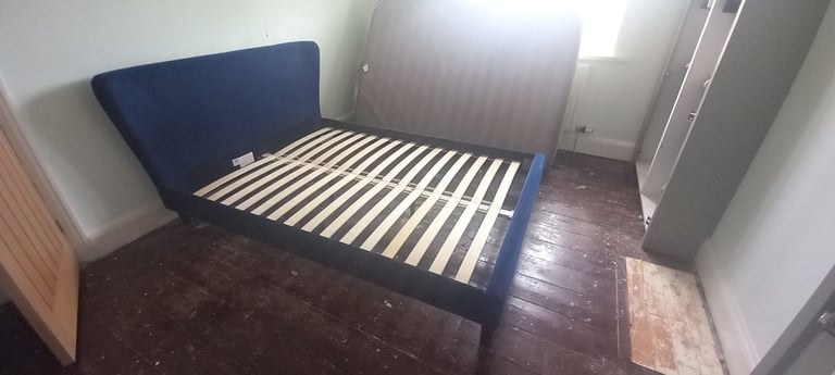 Navy Blue Velvet Bedframe