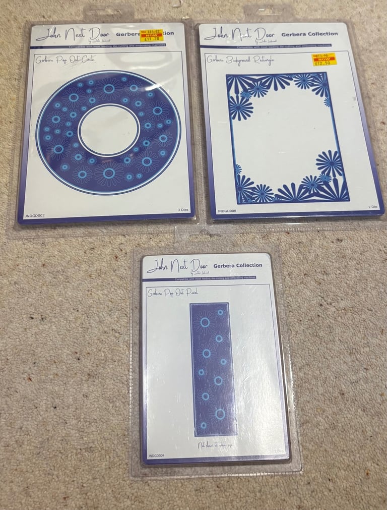 image for John next door gerbera collection. 3 separate cutting dies