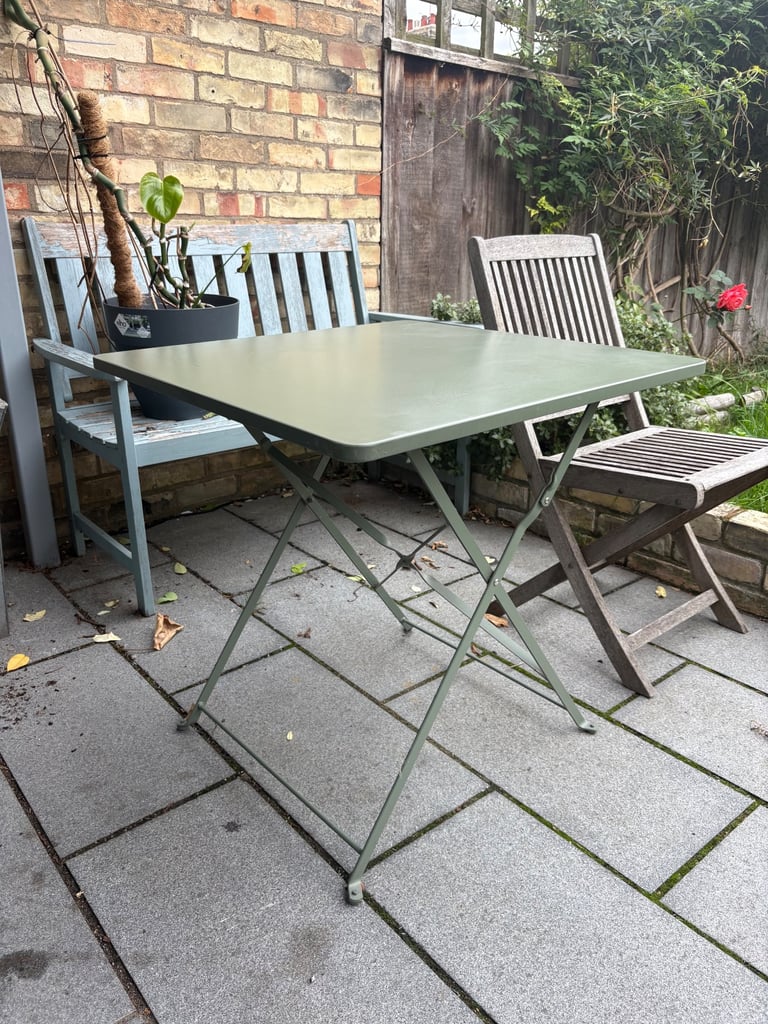 image for Sage Green Metal Small Garden Table