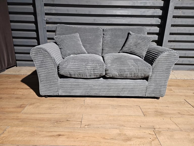 image for Barely Used Cord Fabric 2 Seater sofa - Grey.
