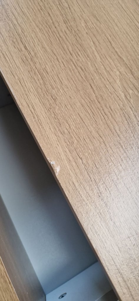  Argos home malibu 3 drawer office desk only - oak effect - Assembled - Slight marks to top