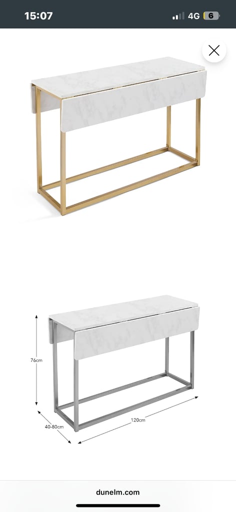 White Dining table with gold legs 