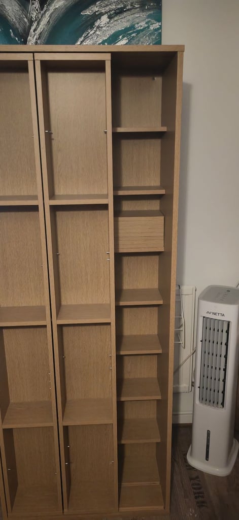 DVD Storage Sliding Shelving Cabinet Wooden Freestanding 