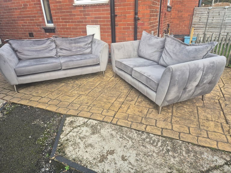 image for Grey velvet 2 & 3 seater sofas 