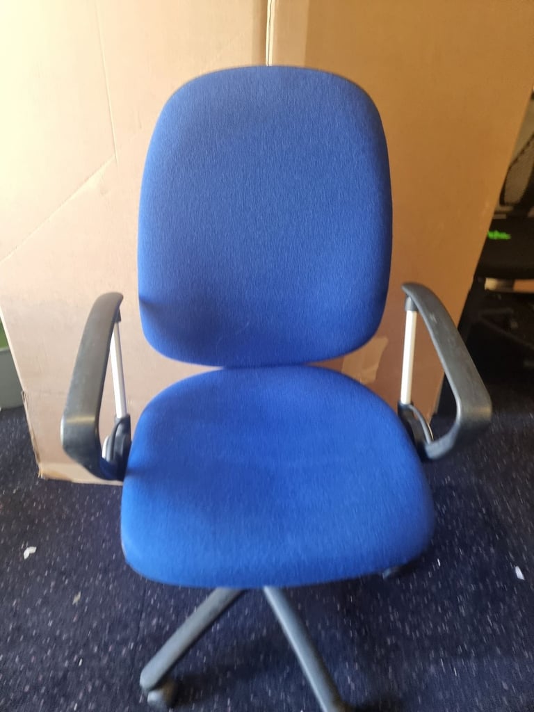 image for Large Blue Adjustable Office Swivel Desk Chair With Arms Good Quality 