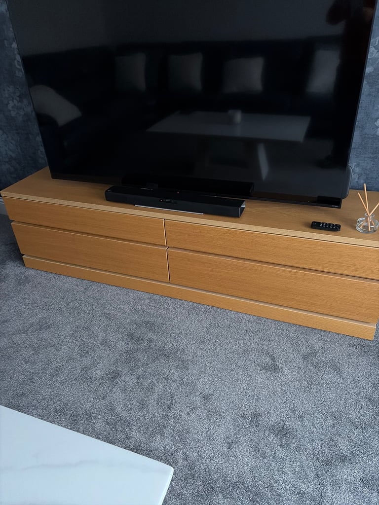 image for SKOVBY light solid oak TV unit
