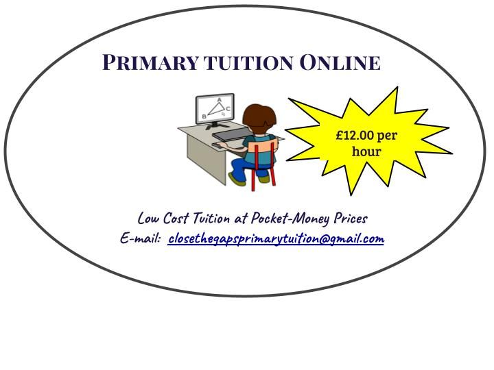 Online Primary Tuition in Maths and Language. - £12 per hour