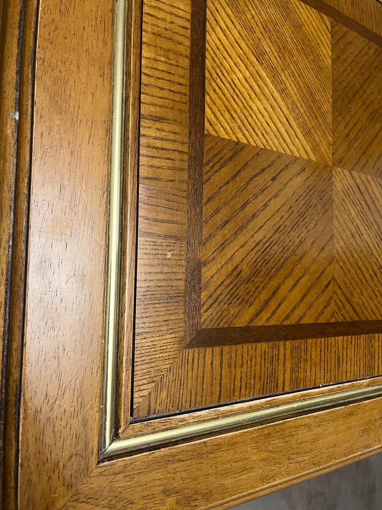 Square polished wooden/glass coffee table 