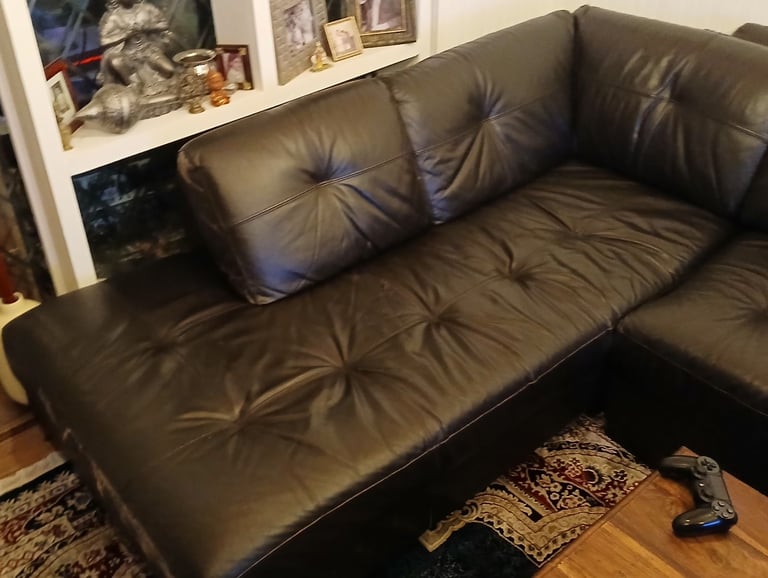 image for Harveys Original Real Leather Corner Sofa 
