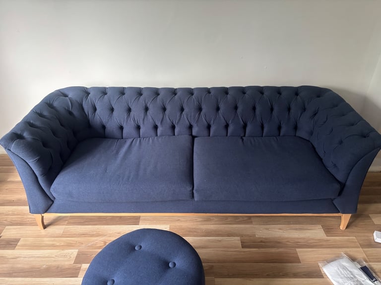 Navy chesterfield material sofa 