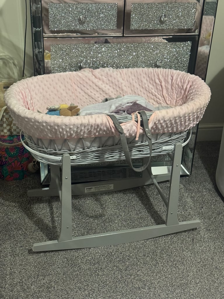image for Pink Moses basket baby