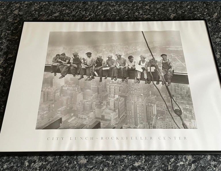 image for Large black/white wall art - New York print, black frame