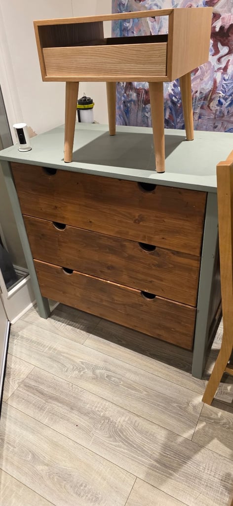 Beside table and cheast of drawers